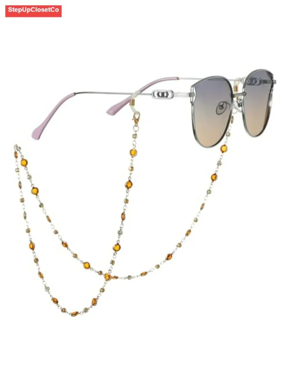 Beaded Eyeglass Chain Holder for Reading Glasses & Sunglasses, Metal Coil Loops